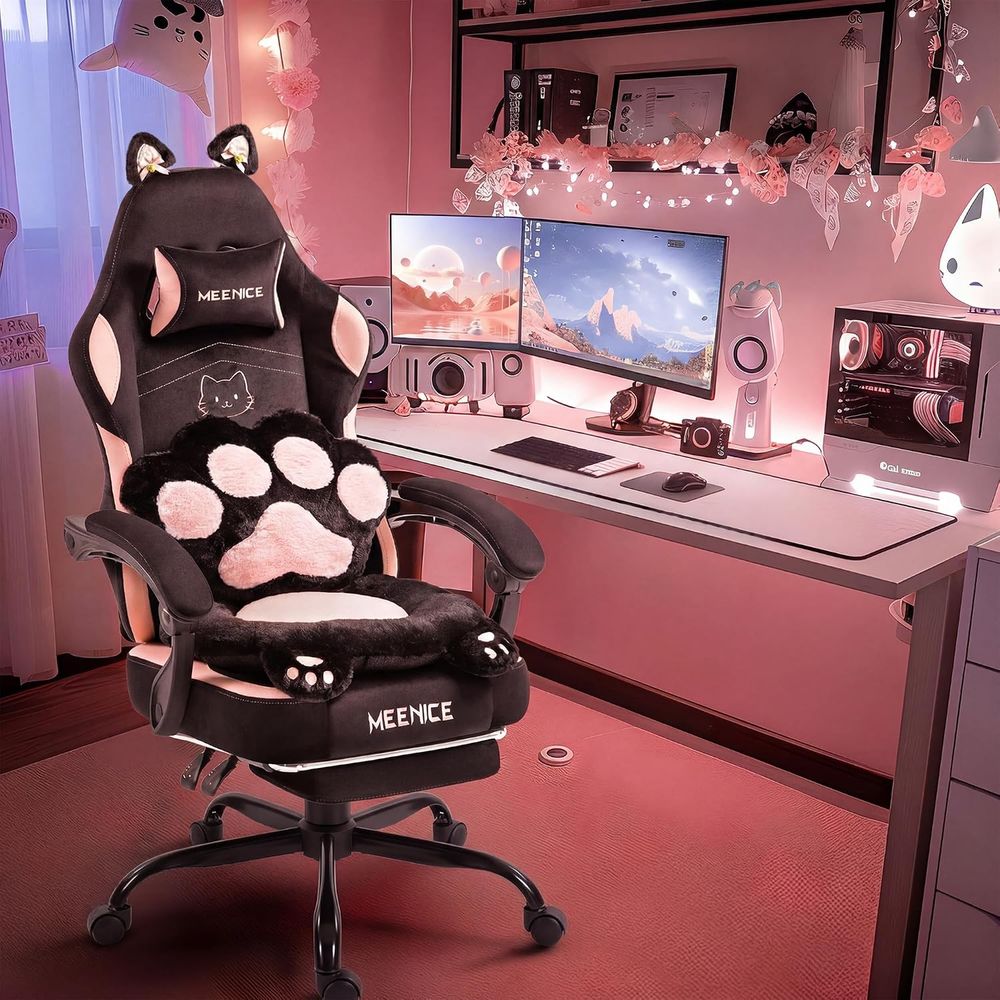 Pc Gaming Pink - Pembe Oyun Koltuğu Kedi Kulaklı, Patili